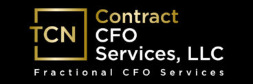 Logo reading "TCN Contract CFO Services, LLC Fractional CFO Services" in white and gold text on black background